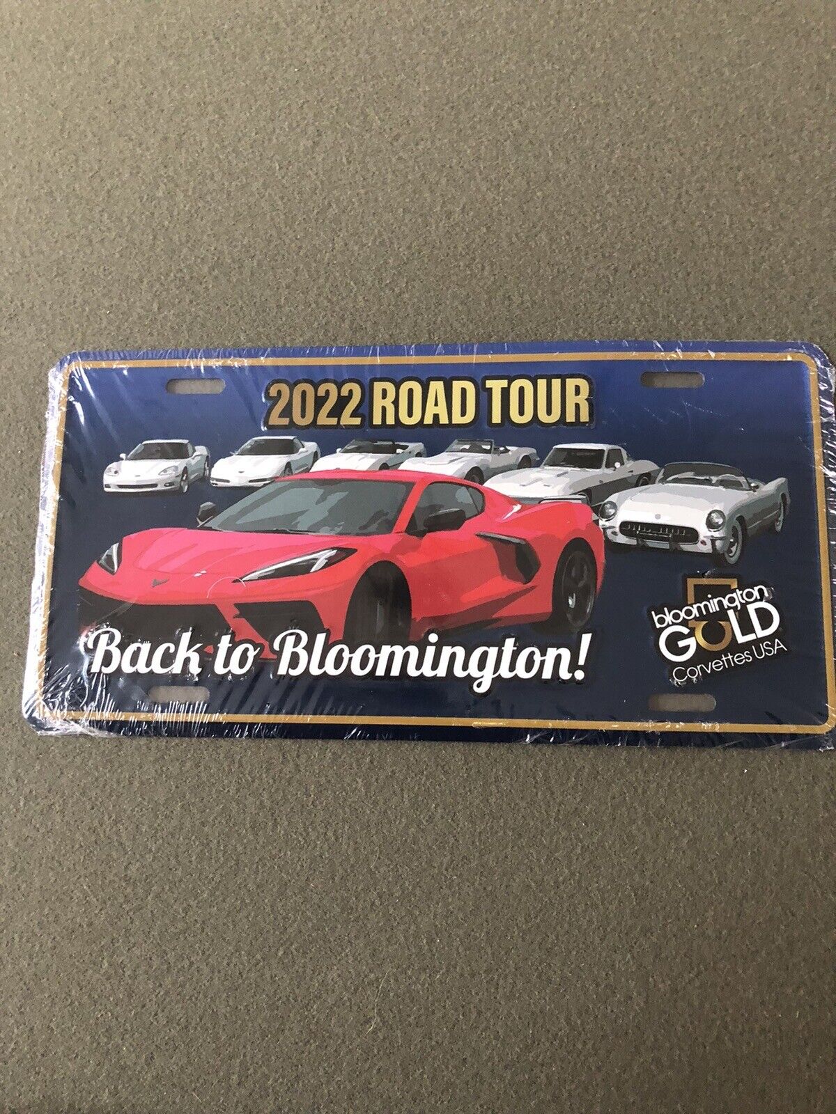 2022 Bloomington Gold Road Tour Corvette Souvenir License Plate