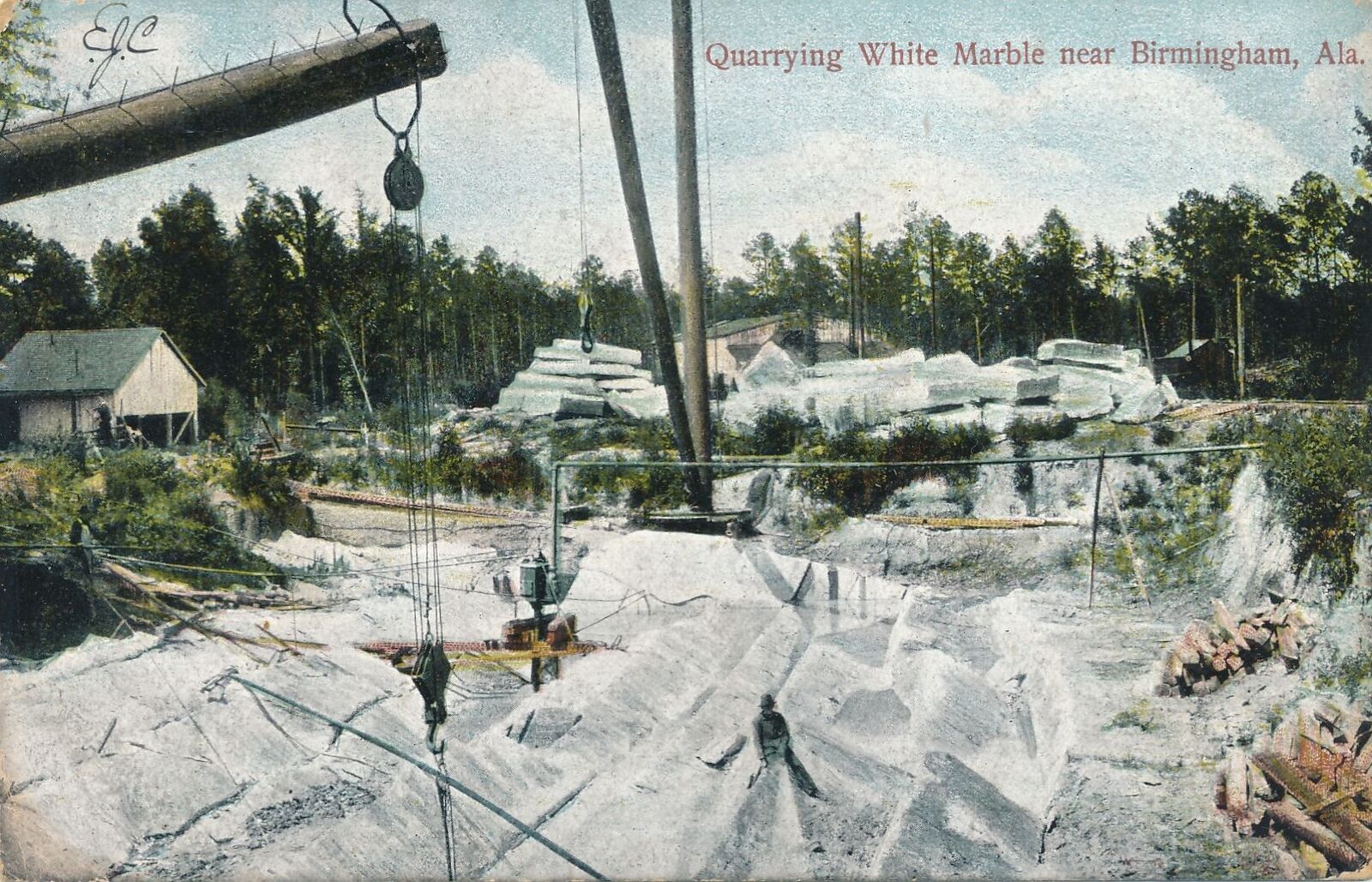 BIRMINGHAM AL - Quarrying White Marble Near Birmingham Postcard - 1908