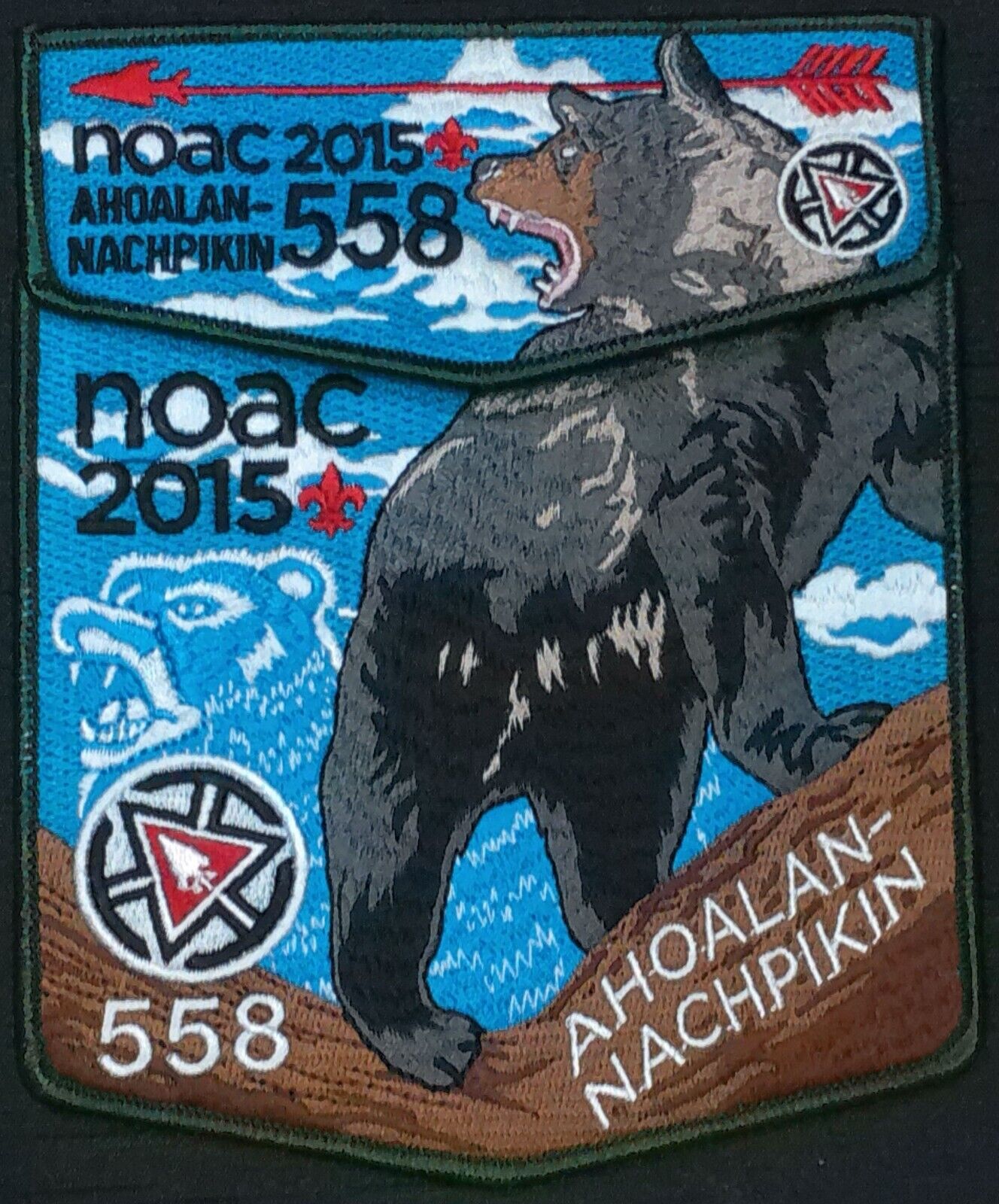 OA AHOALAN-NACHPIKIN 558 BSA CRATER LAKE FLAP 2015 CENTENNIAL NOAC 2-PATCH BEAR