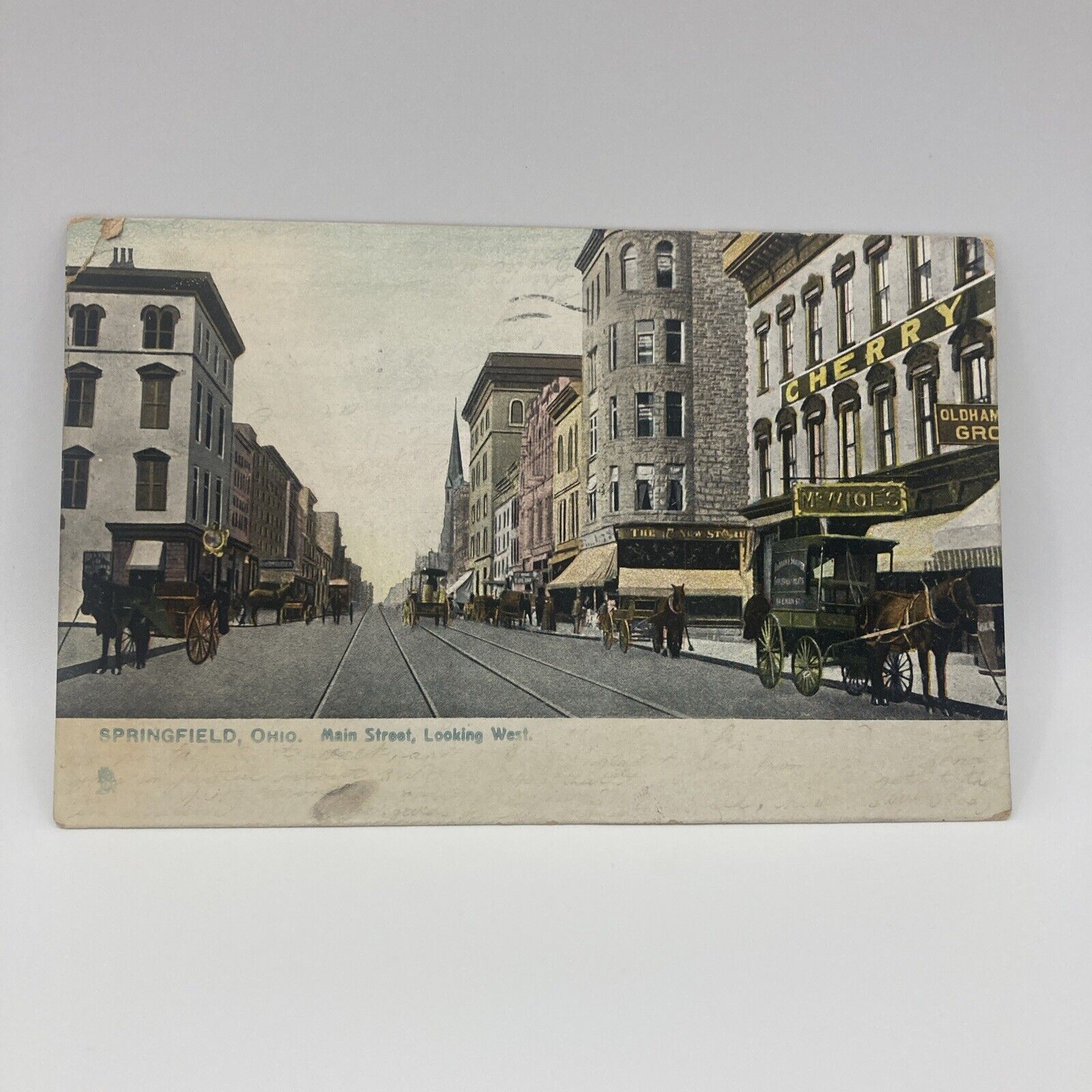 Vintage Postcard Springfield Ohio Main Street Looking West