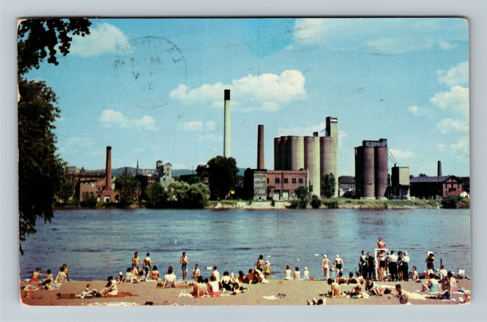 La Cross WI-Wisconsin Pettibone Beach Water Skyscraper c1956 Vintage Postcard