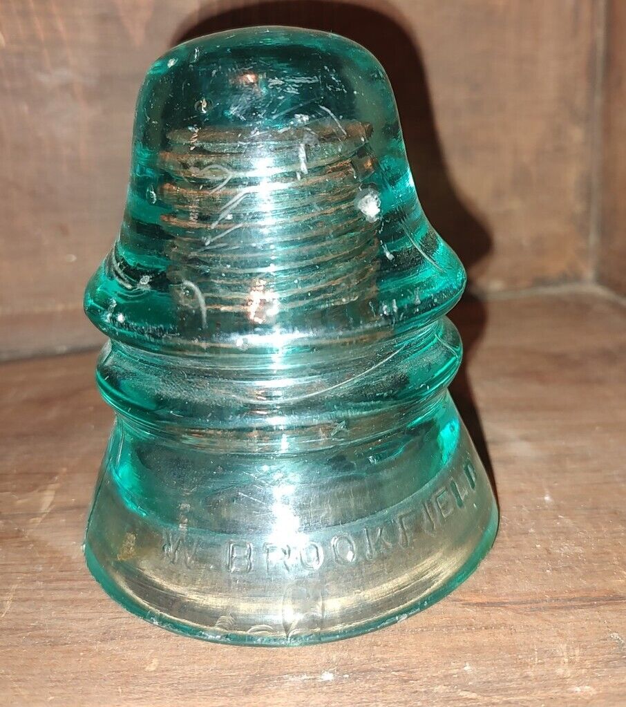 Vintage Aqua Glass Insulator From W. Brookfield N.Y.