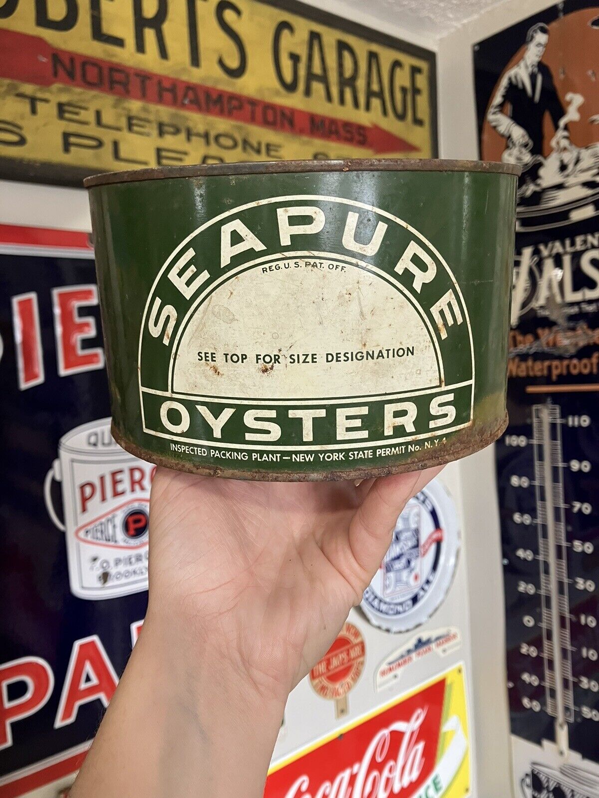 Vintage Seapure Oysters 1/2 Gallon Can Long Island NY 