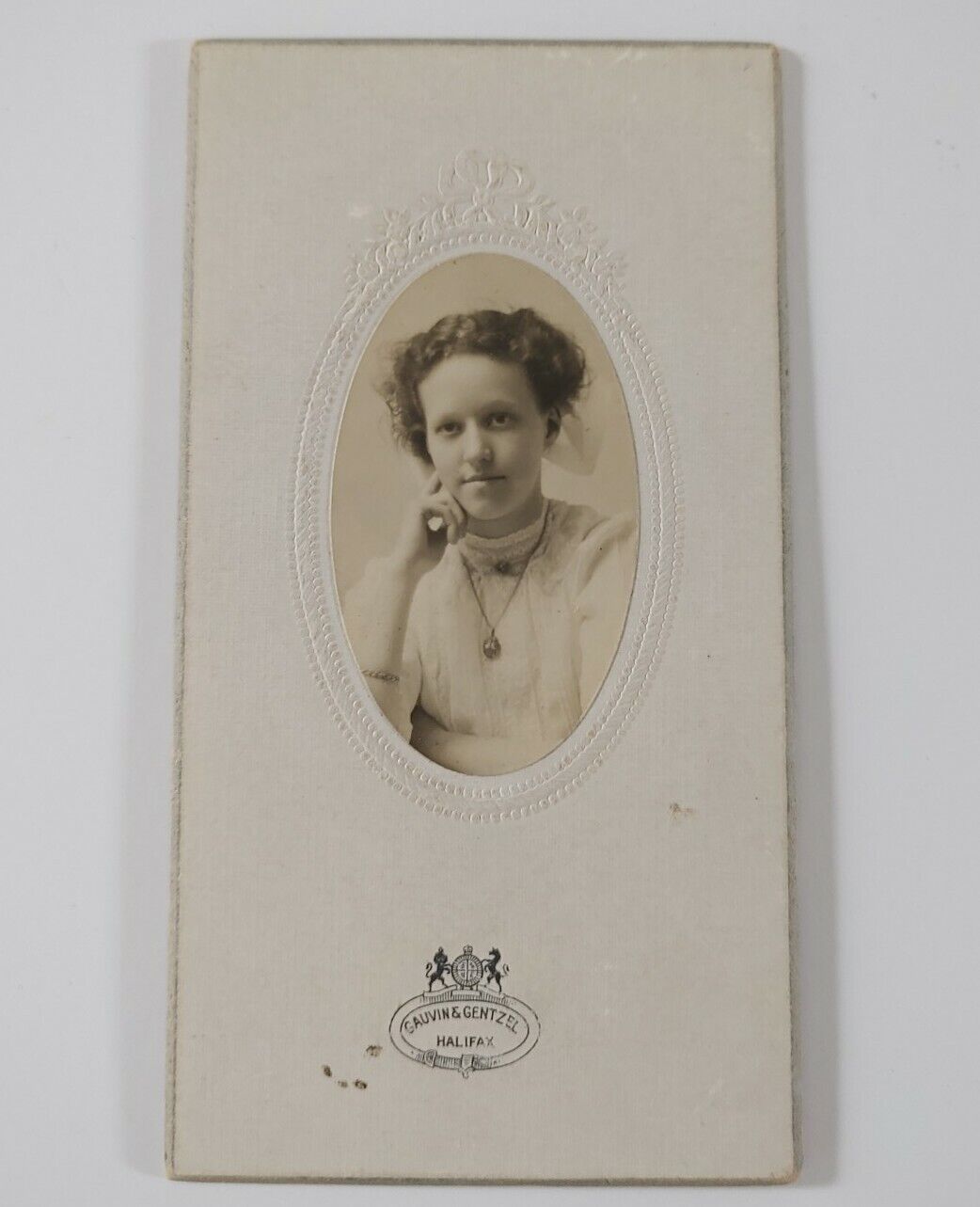 Antique Cabinet Card Photograph Pretty Woman in White Dress Halifax
