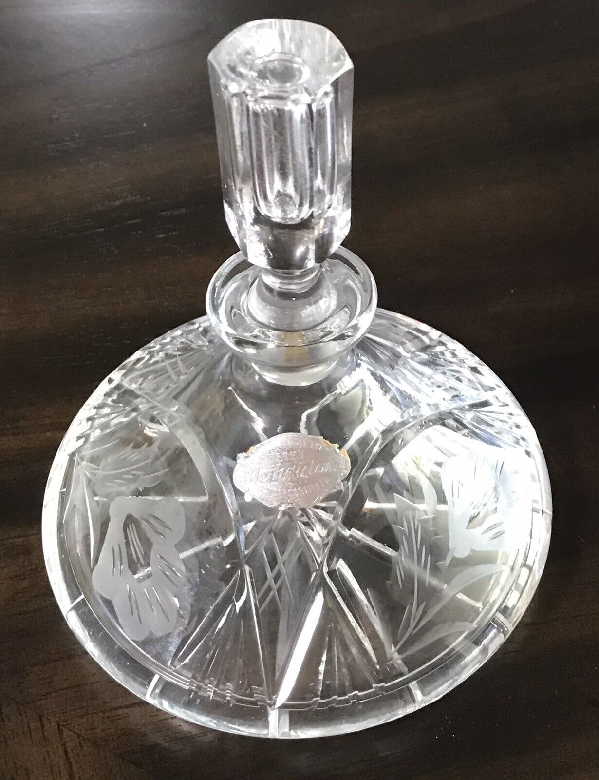 Vintage Echt Bleikristall German Crystal Etched Perfume Bottle w/Stopper  (1604)