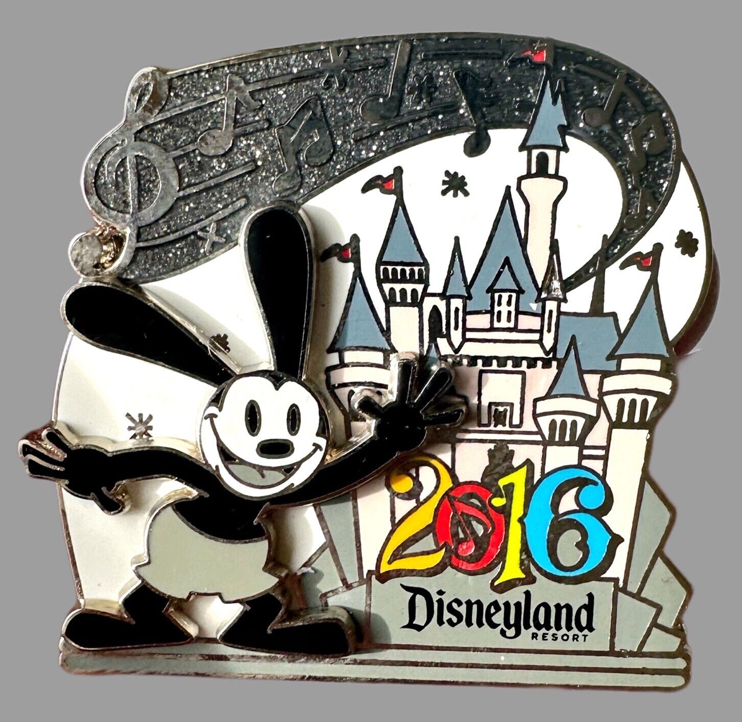 HTF Disney DLR Pin Dated Series 2016 Oswald the Lucky Rabbit Music Note Castle