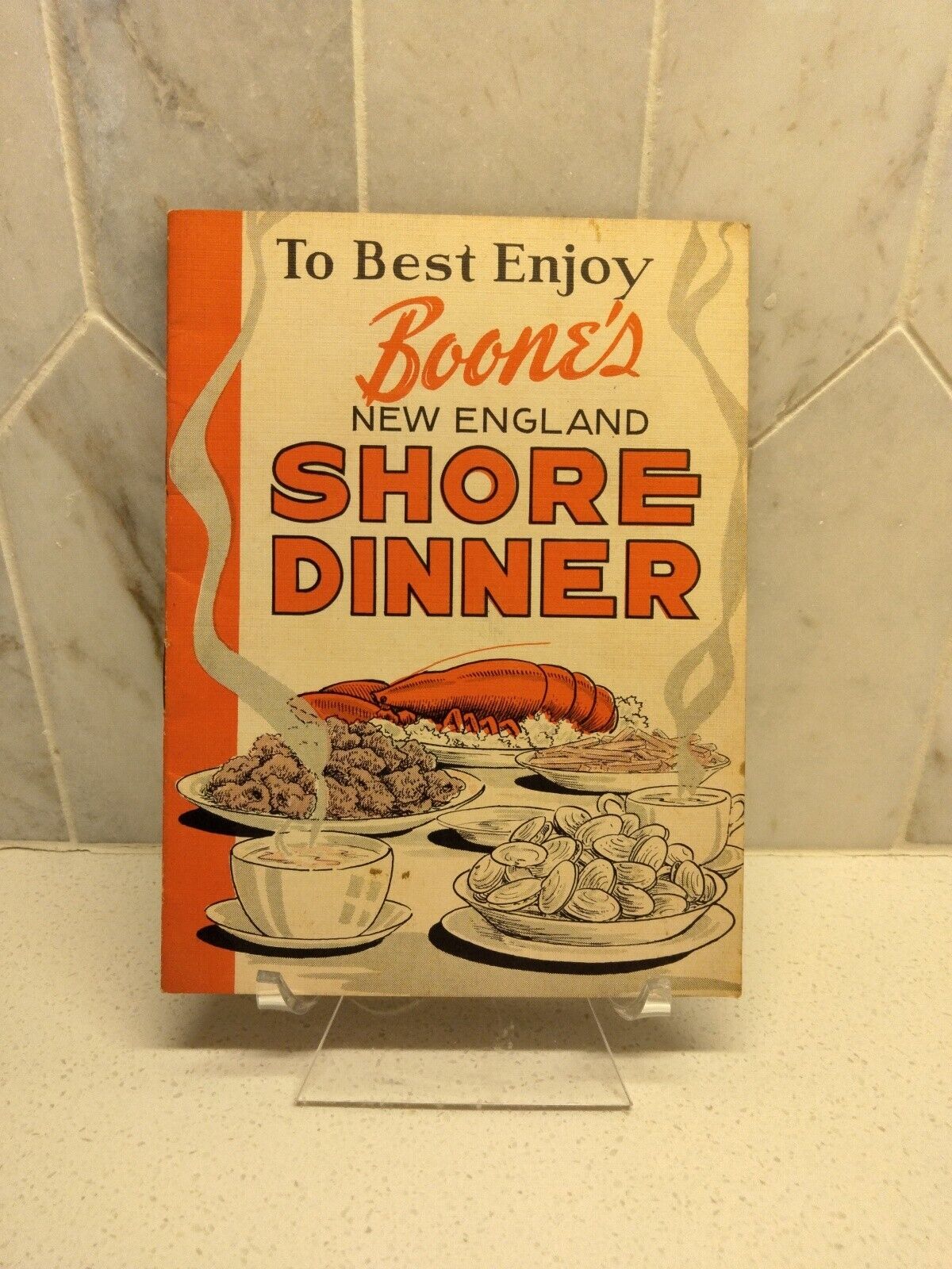 Portland Maine -Vintage Boone\'s Restaurant New England Shore Dinner  Booklet