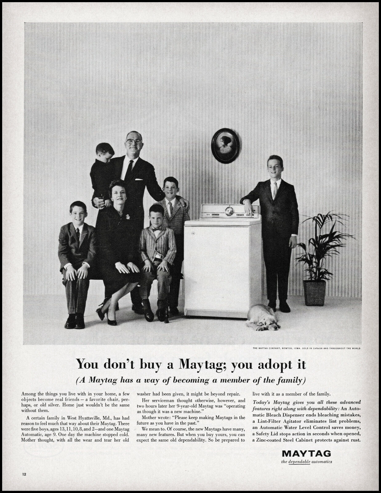1961 West Hyattsville MD family Maytag Clothes Washer retro photo print ad adL36