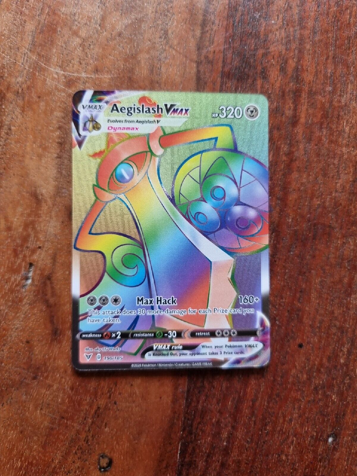 Pokémon TCG Aegislash VMAX Vivid Voltage 190/185 rainbow Secret Rare pack fresh 