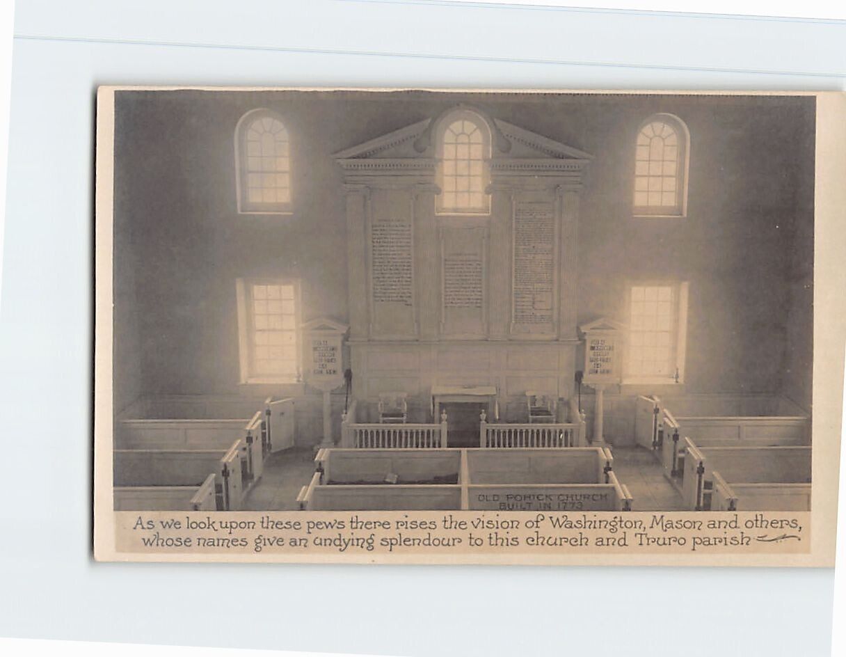 Postcard Interior Old Pohick Church Lorton Virginia USA