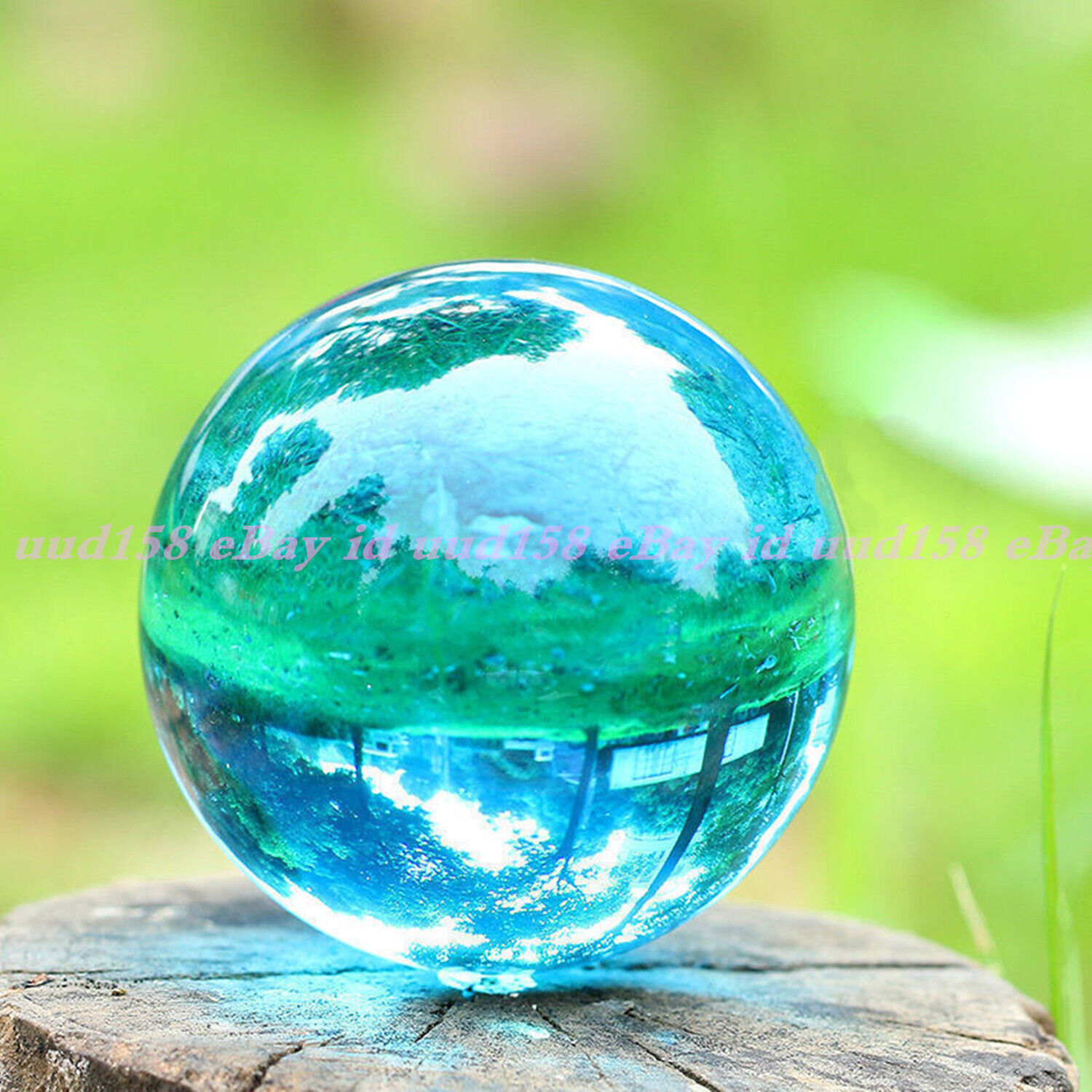 Sea Blue Asian Rare Natural Quartz Magic Crystal Healing Ball Sphere 80mm +Stand