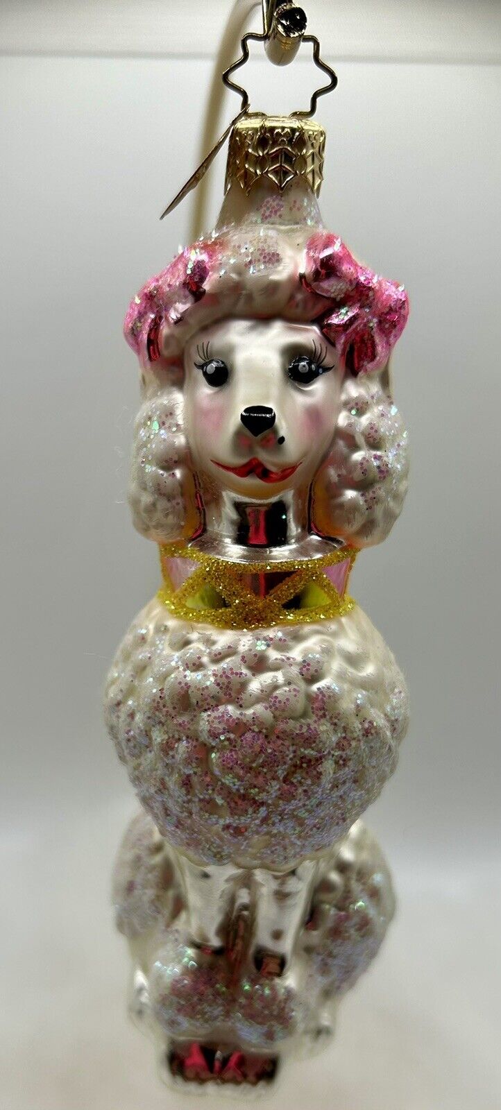 Christopher Radko White & Pink French Poodle Ornament