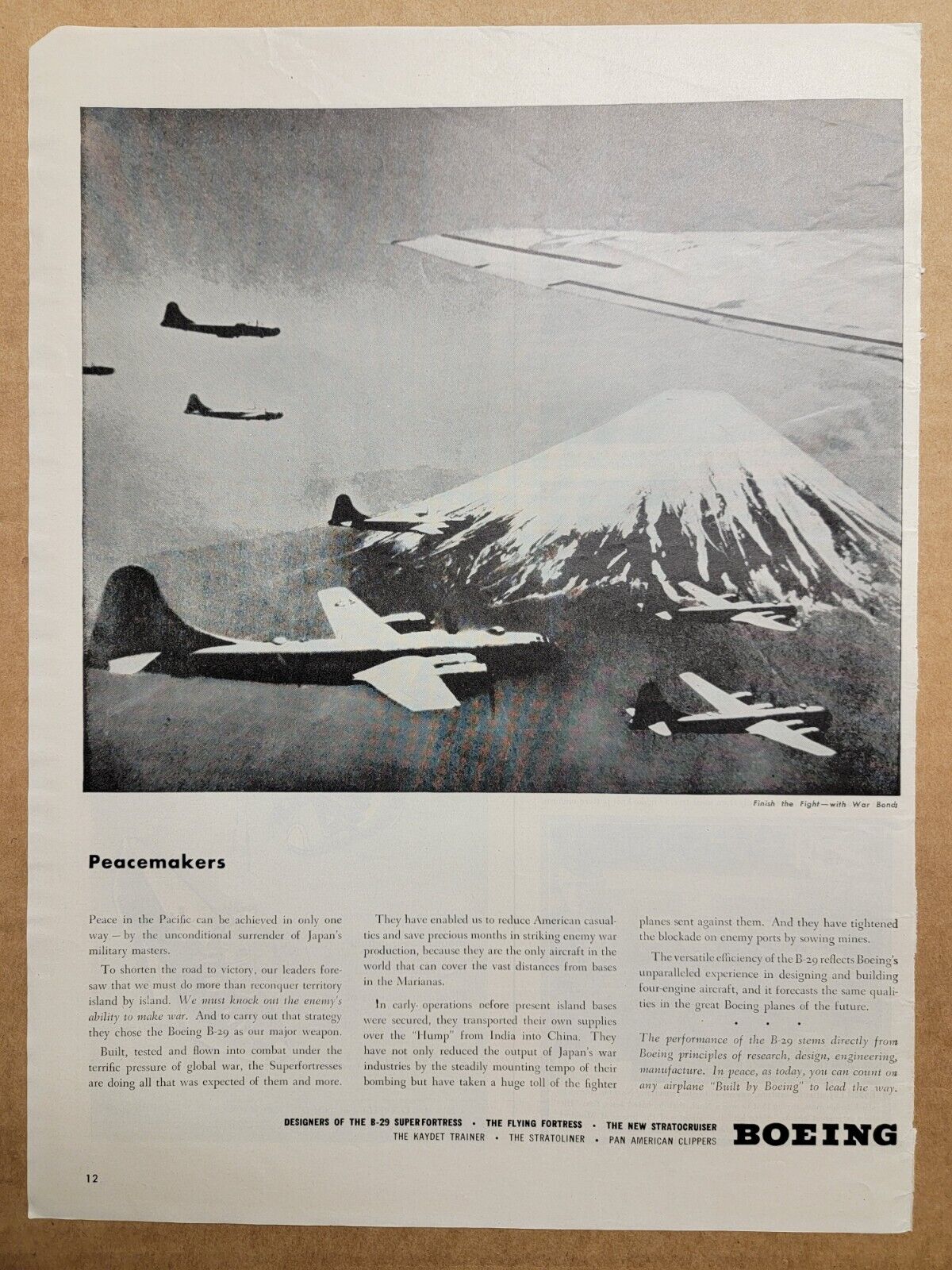 NOSTALGIC 1945 Print Ad Advertisement Boeing Aircraft B-29 Super Fortress B
