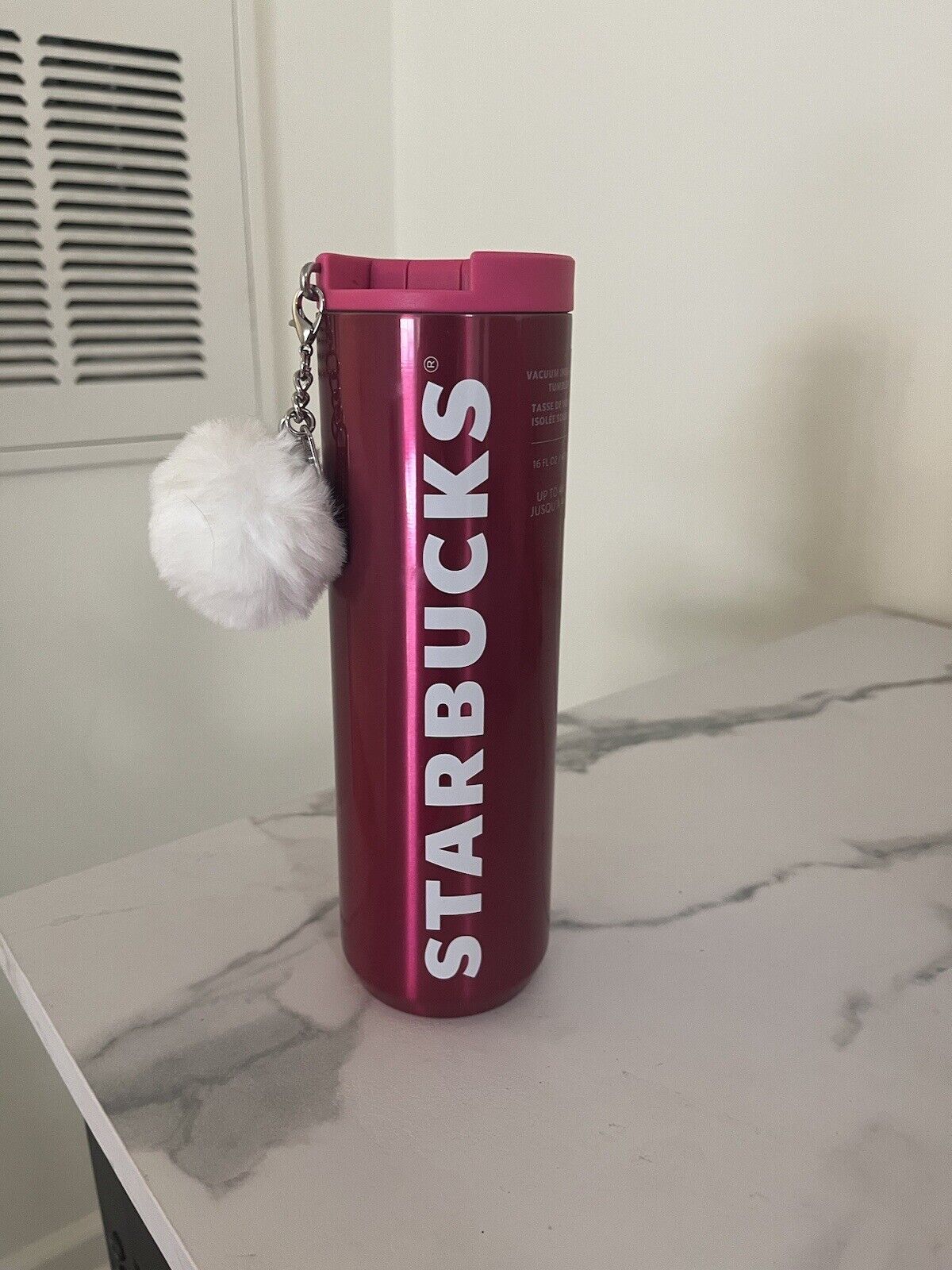 pink metal starbucks cup , 16oz