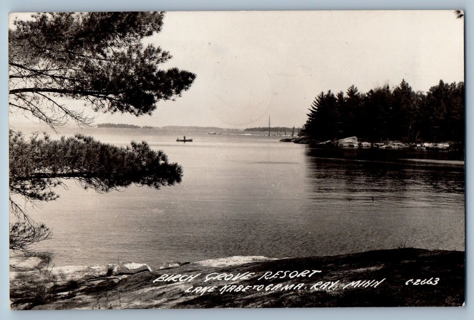 Ray Minnesota MN Postcard RPPC Photo Birch Grove Resort Lake Kabetogama 1947