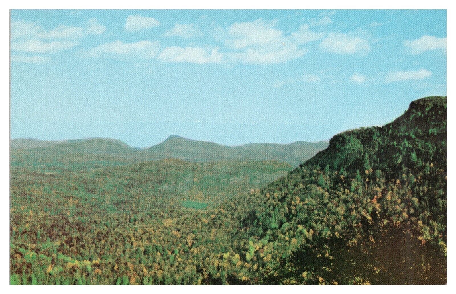 Vintage Panoramic View of US 64 Cashiers Valley NC Postcard Devils Court House