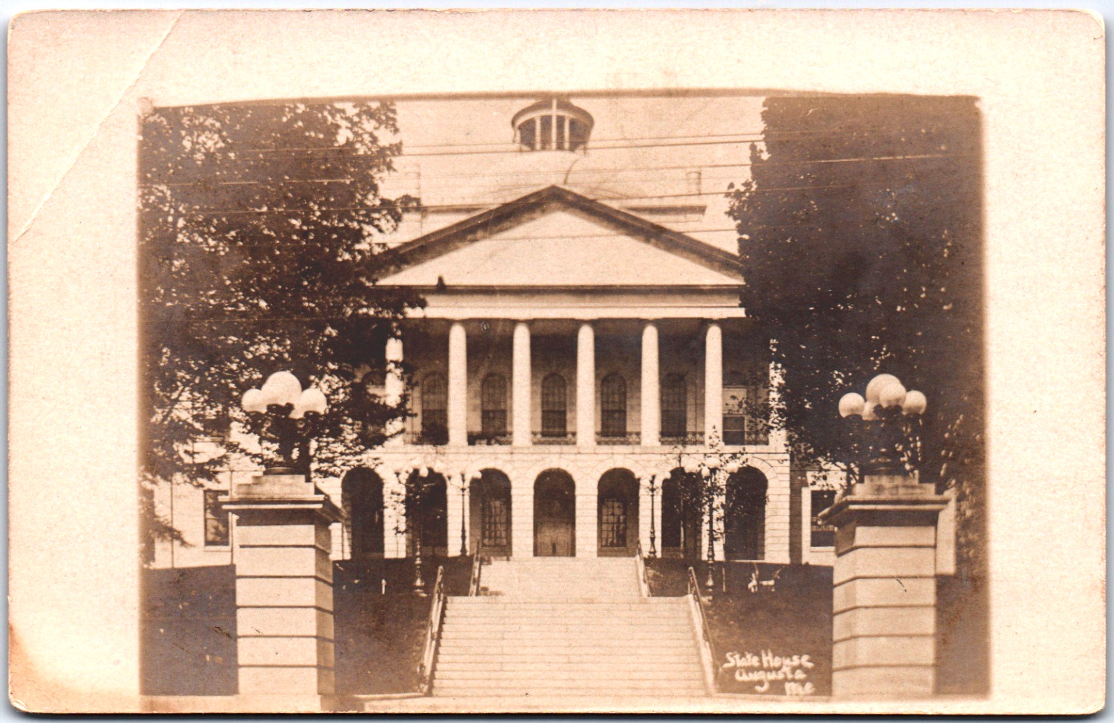 Augusta Maine State House Building Capitol USA ME 1905 RPPC Vintage Postcard