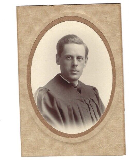 c1920s Handsome Man Graduate College High School Photo On Board Antique