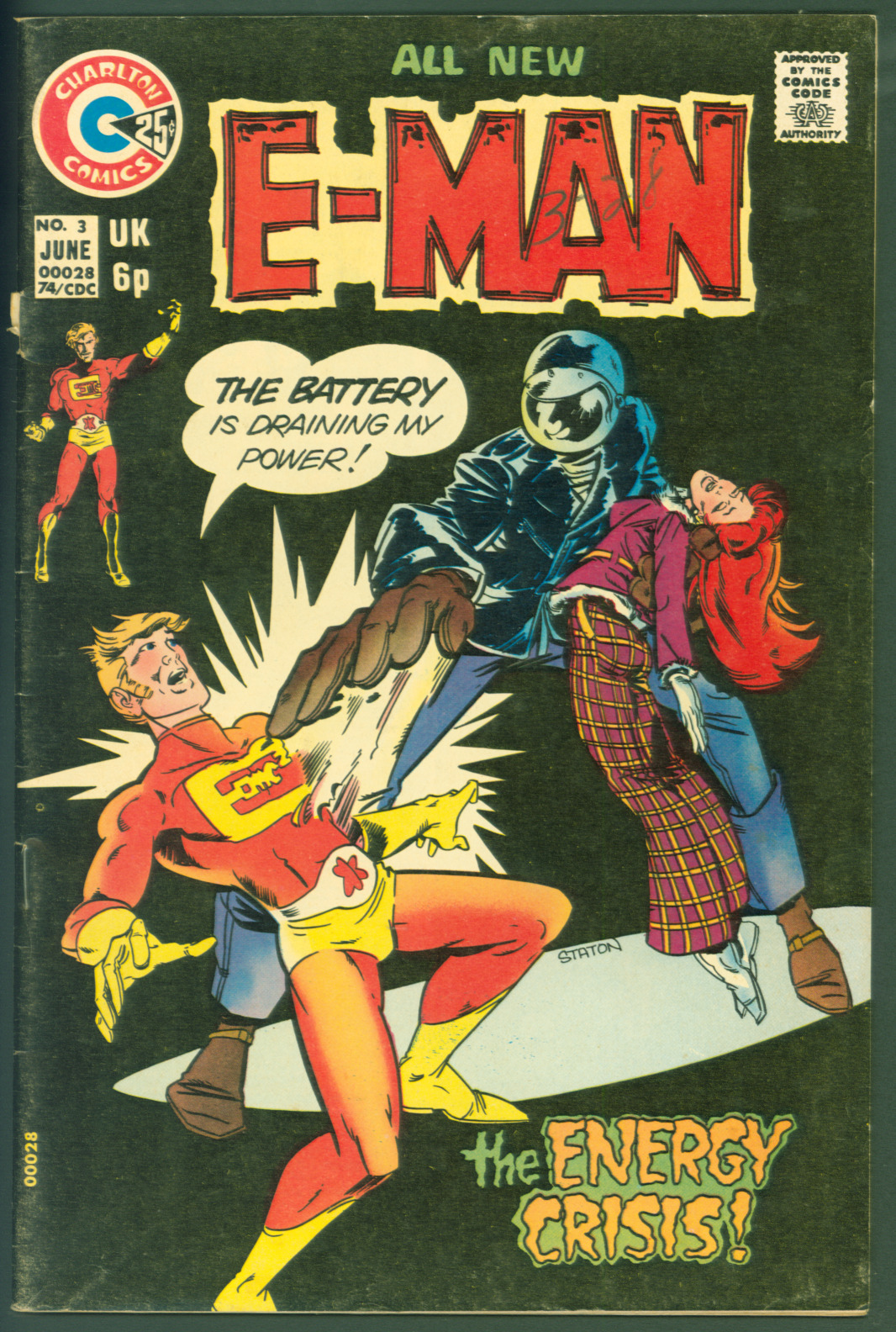 VTG Bronze Age  1974 Charlton Comics E-Man Lot of 7 #3,4,5,6,8,9,10 GD-VF