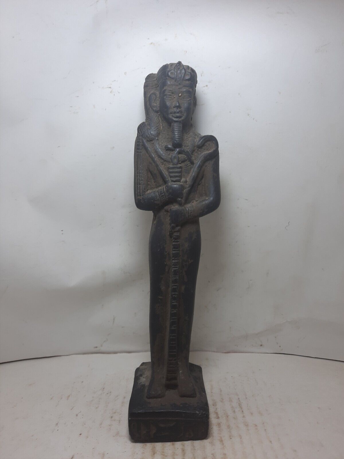 RARE ANTIQUE ANCIENT EGYPTIAN Amun Stand Statue Heavy Stone Magic Hieroglyphic