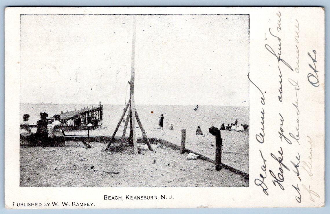 1906 KEANSBURG BEACH NEW JERSEY*NJ*PUBL by W W RAMSEY*BLACK & WHITE POSTCARD