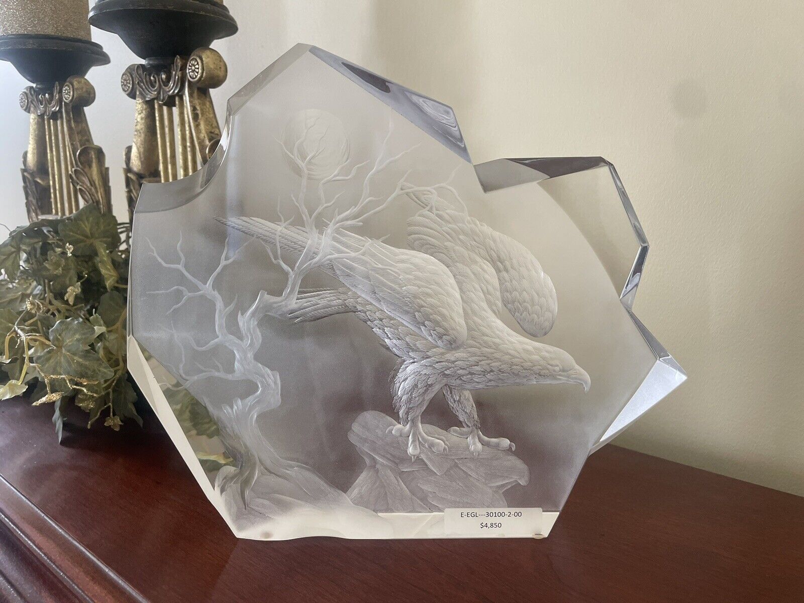 MOSER (Worlds Finest Crystal, Czech) ‘Perched Eagle’ RETAIL $4850 EXTREMELY RARE