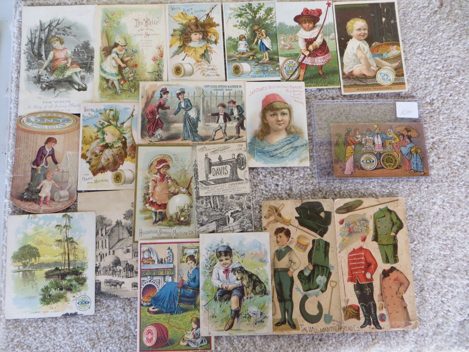 Antique Victorian Advertising Trade Cards-SEWING-Clark\'s-ONT-60 pieces