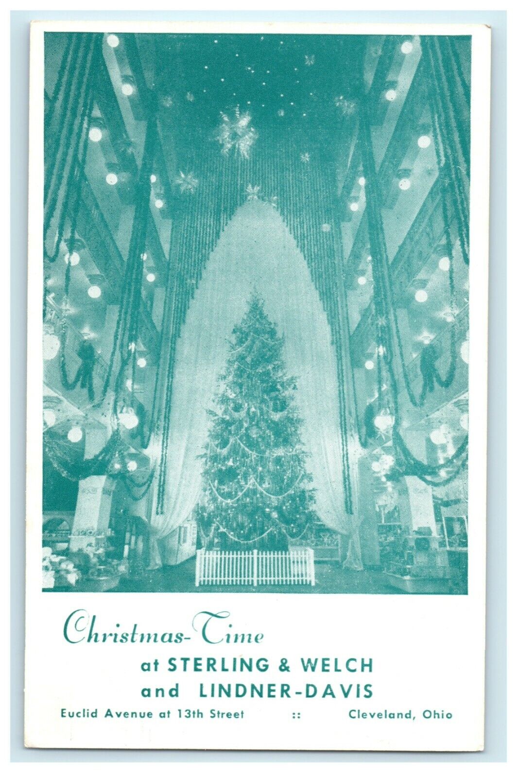 c1960\'s Christmas Tree Sterling & Welch Store Cleveland Ohio OH Postcard
