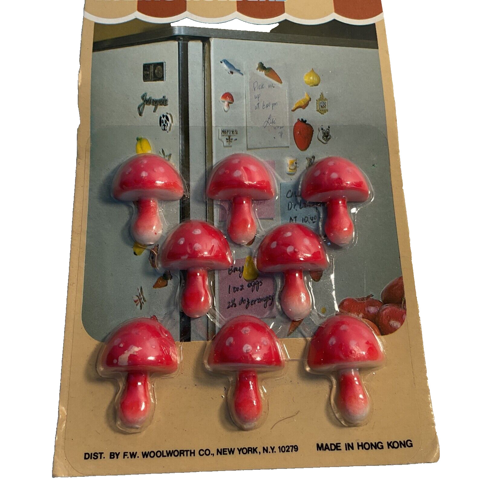 Package of Vintage Magnetic Memo Holders Mushrooms Hong Kong NOS