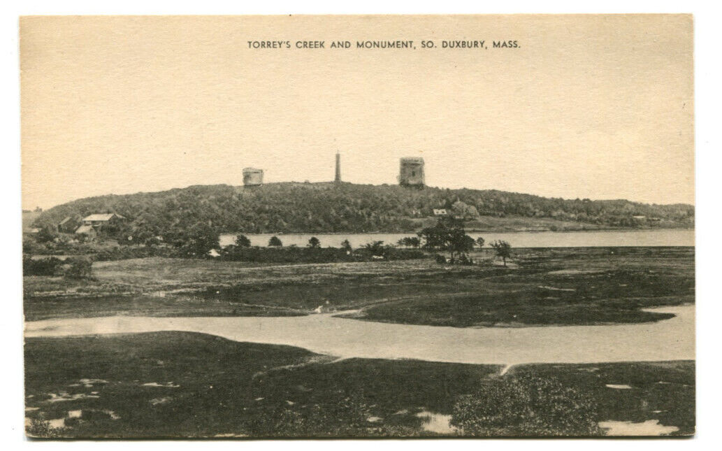 So. Duxbury Mass - Torrey's Creek and Monument - Vintage Postcard - DB - UP