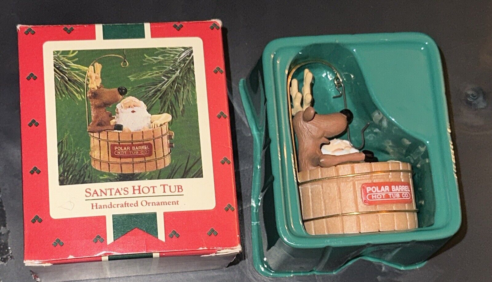 Hallmark 1986 Santa’s Hot Tub Keepsake Ornament Christmas Reindeer QX4263