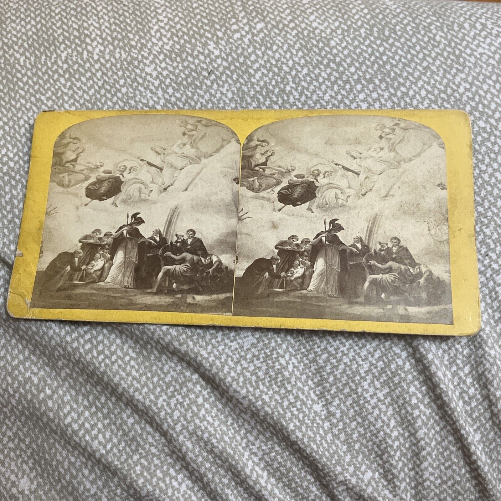 Antique Stereoscope Card Photo: Painting in Dome of Capitol - Washington DC Art