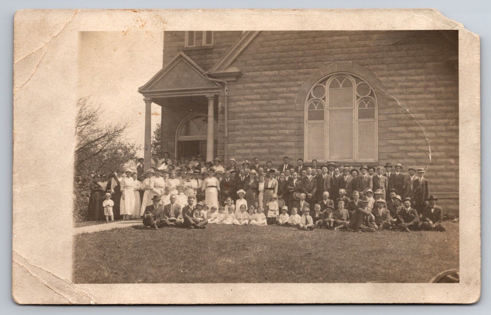Congregation at Christian Church Waterford Ohio OH c1910 Real Photo RPPC