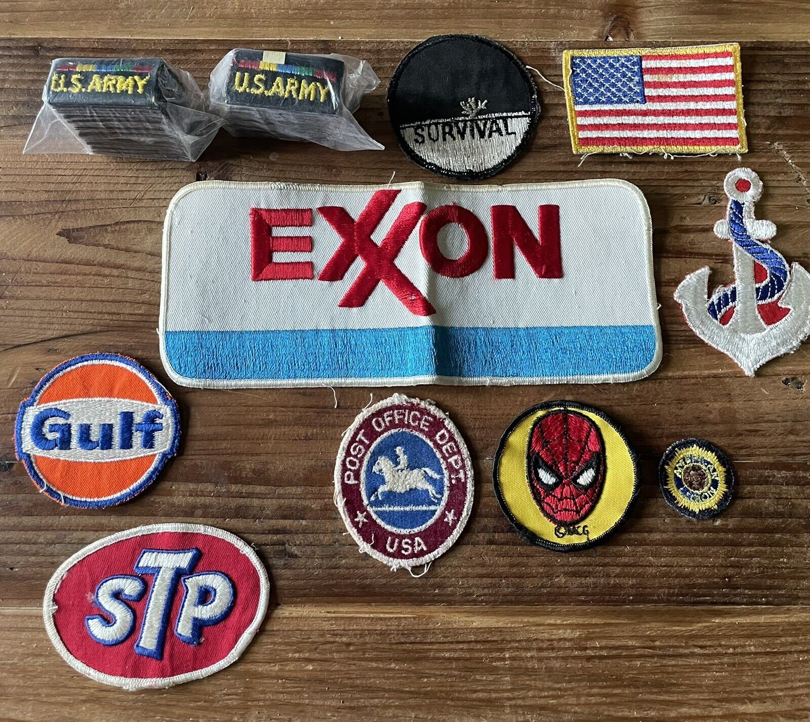 Vintage Lot Of 11 Patches Gas & Oil Marvel Spider-Man Post Office American Flag