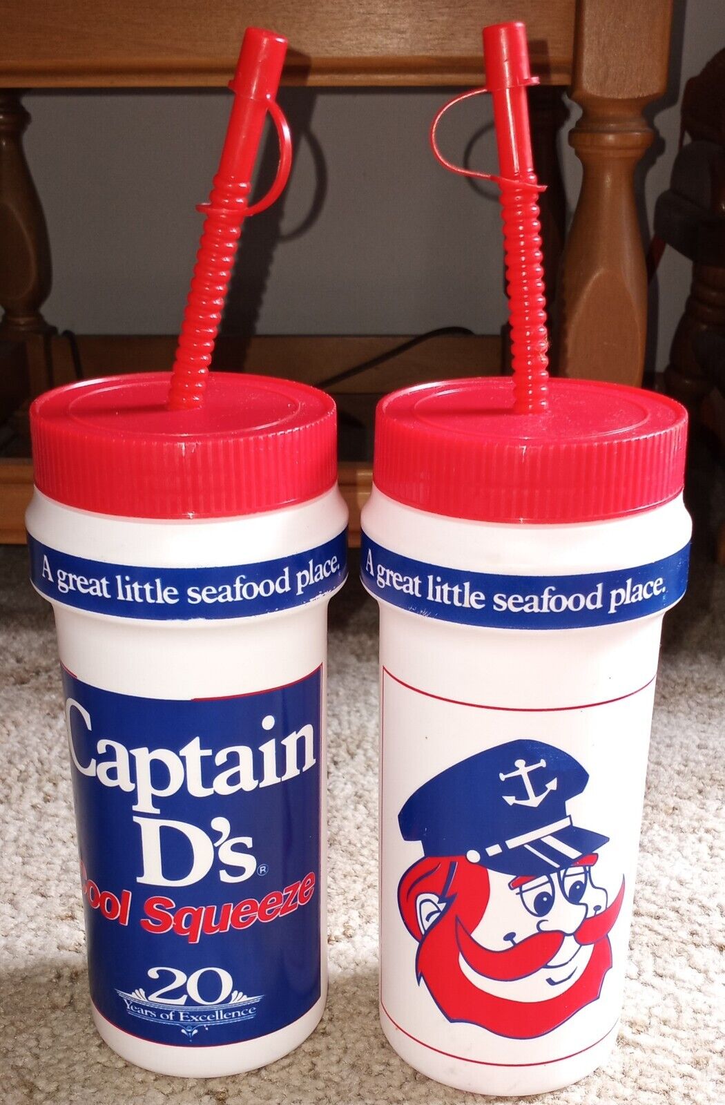 Vintage Captain D\'s 20 Years of Excellence Plastic Squeeze Bottle Lot of 2 ds