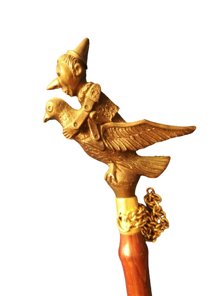old Bronze Pinocchio riding bird Shoe Horn ultra rare 22\