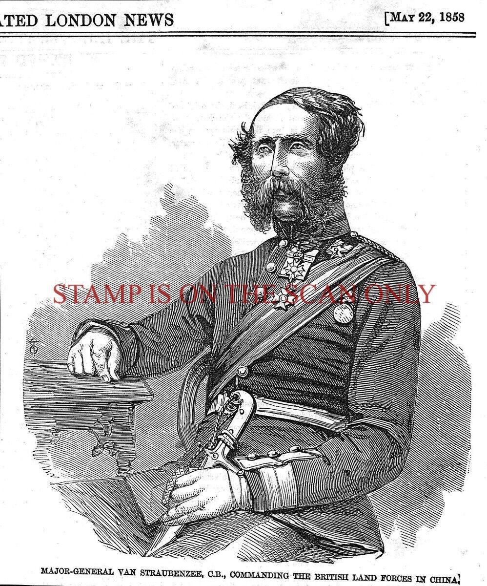 Maj-Gen. Van Straubenzee Land Forces Commander in China: Small 1858 Print 701/08