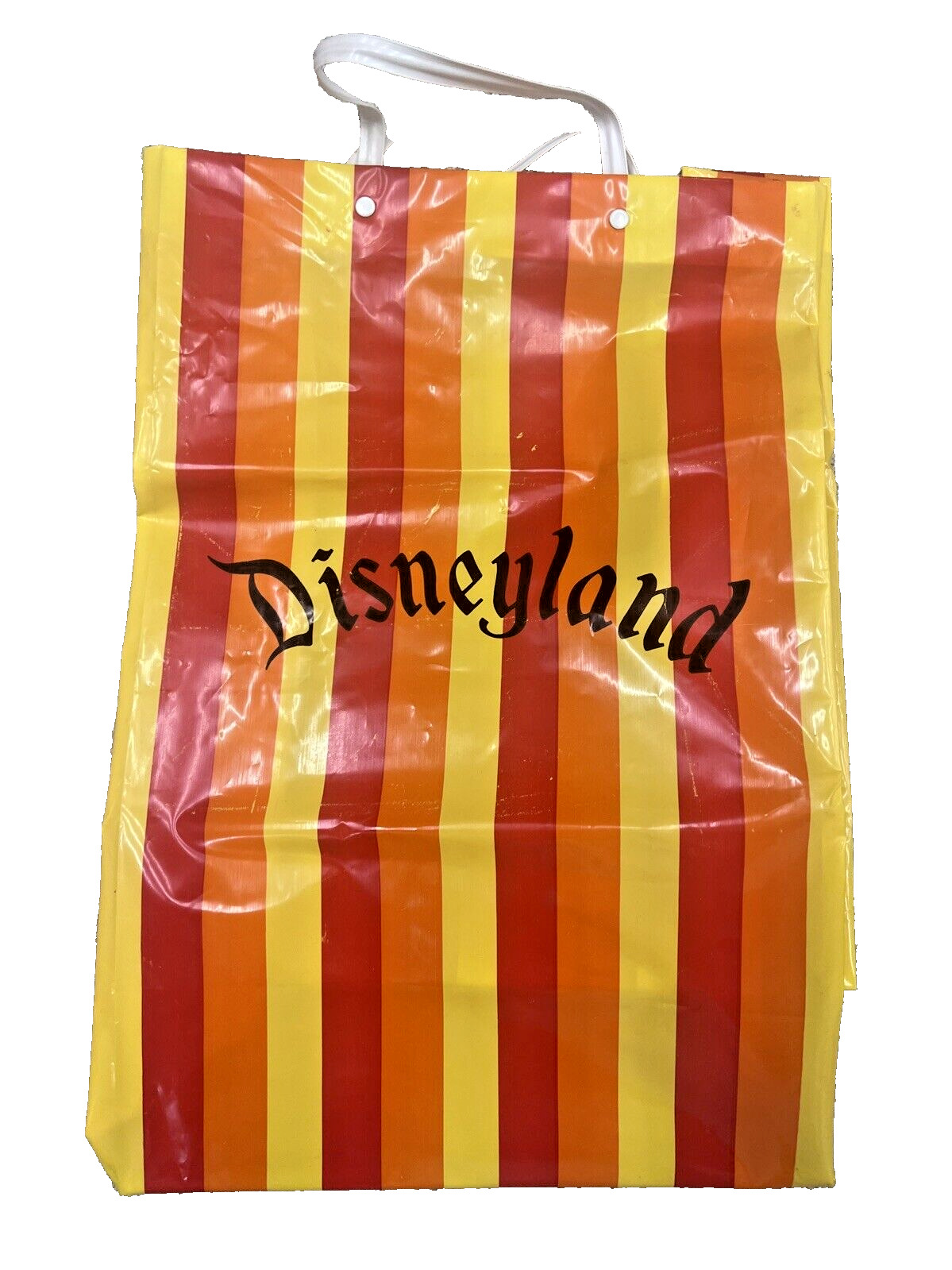 Vtg Walt Disney Productions Disneyland Plastic orange Souvenir Shopping Bag 60's