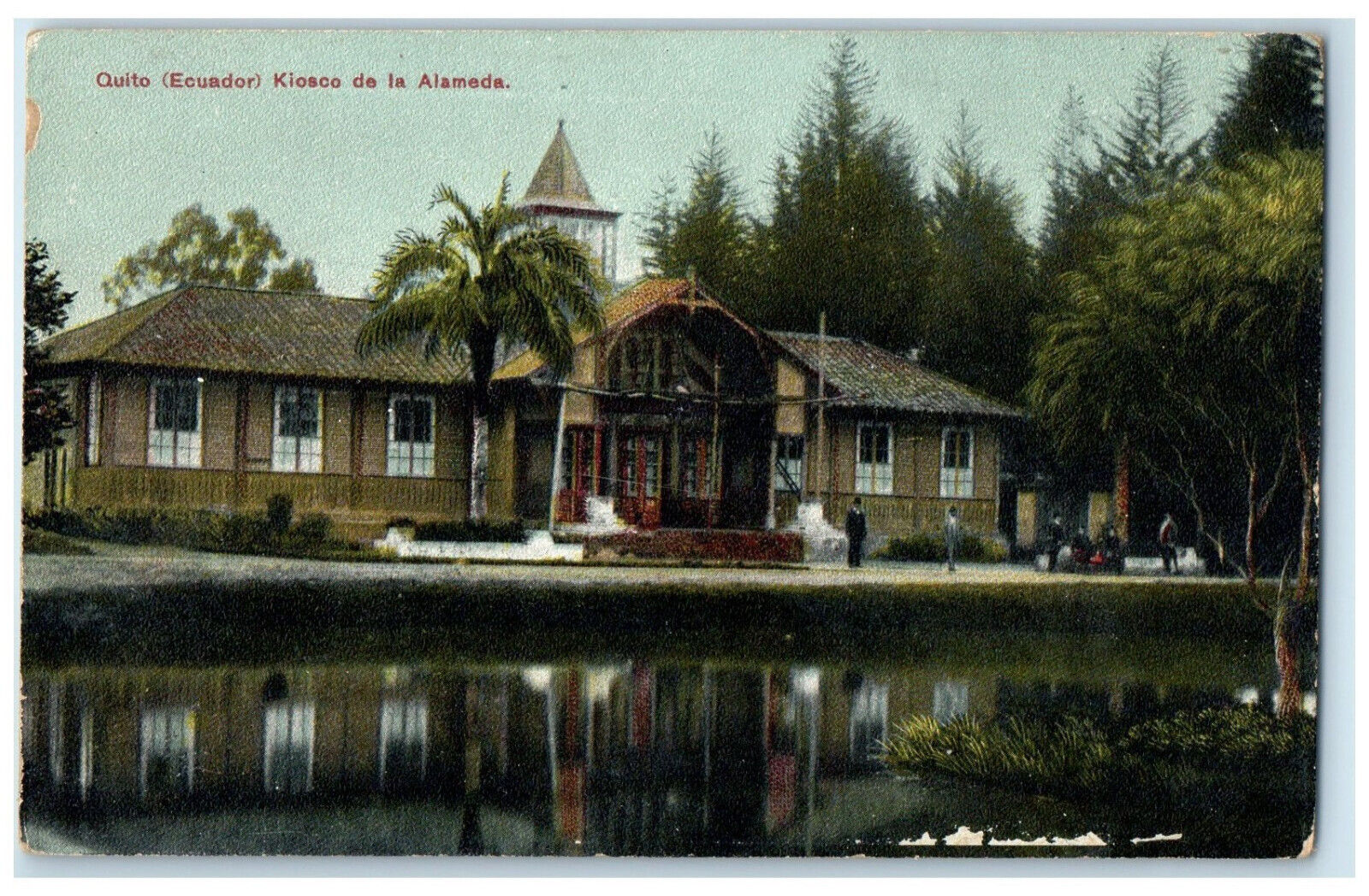 c1910 Small Pond Building Alameda Kiosk Quito (Ecuador) Antique Postcard