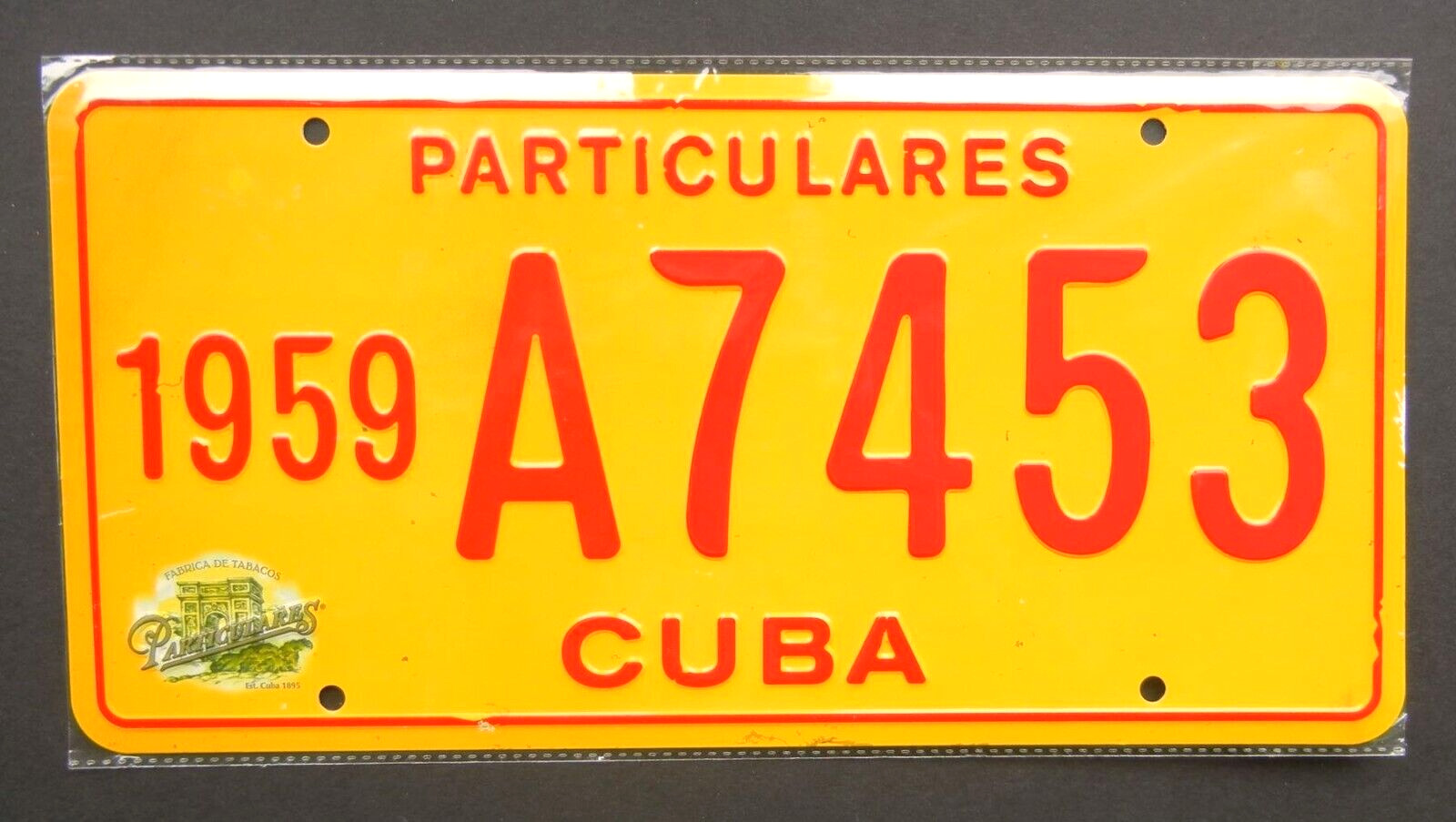 NEW Particulares Cigars 1959 CUBA Advertising LICENSE PLATE Metal Sign # A7453