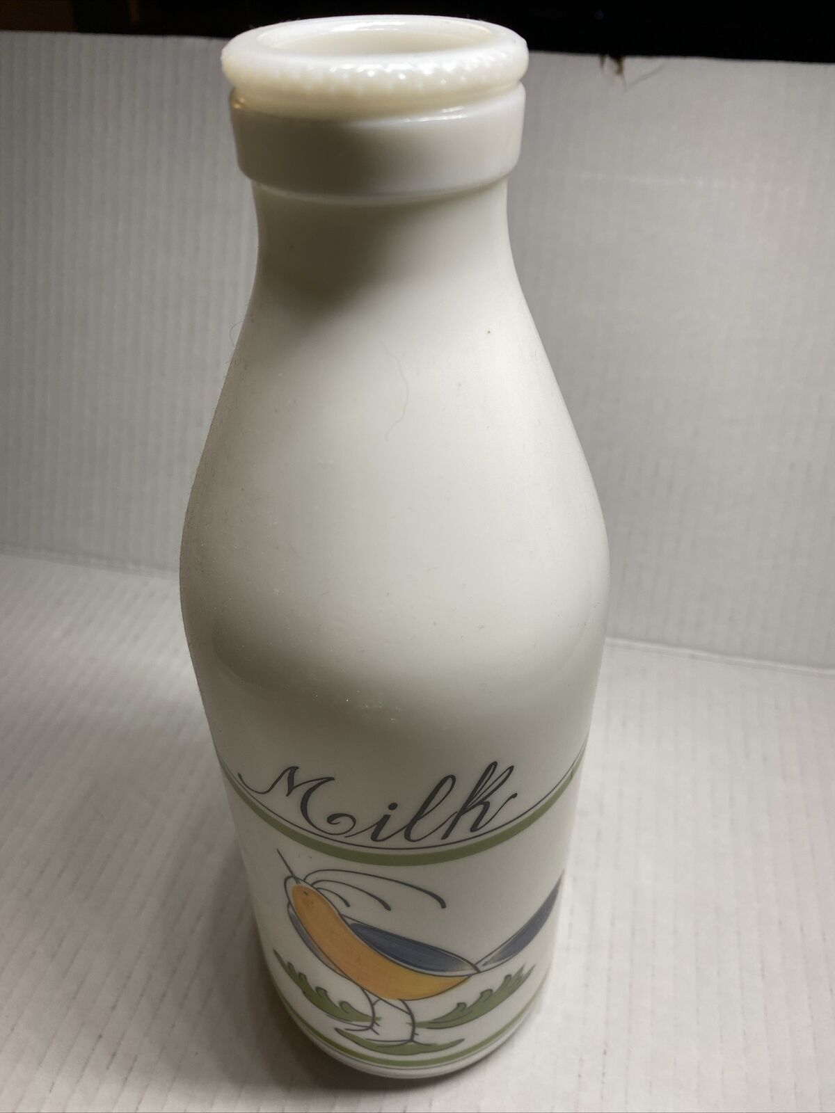 Egizia Milk Glass Bottle 10\' Bird Vintage Bottle 