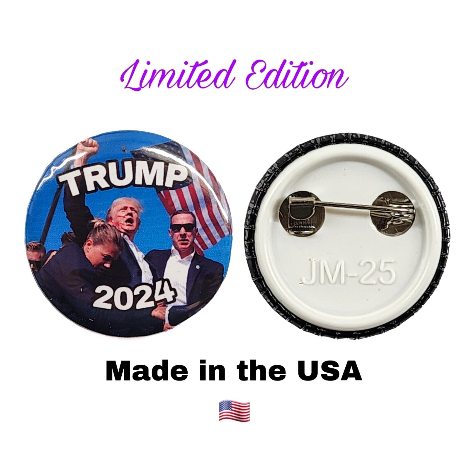 Donald TRUMP SHOT 2024 Button Pin Gift America Patriot President Assassination