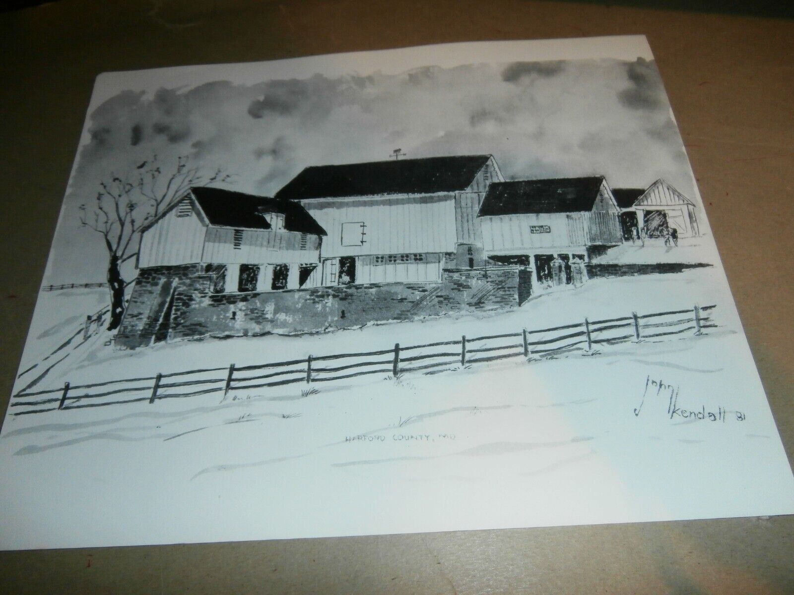 Hartford County MD  Barn Farm Art Print John Kendall 1981