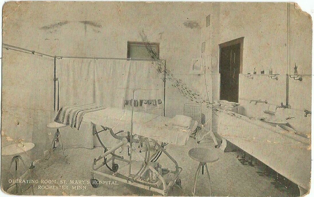 Rochester, MN Minnesota 1916 Postcard, St. Mary\'s Hospital Operating Room
