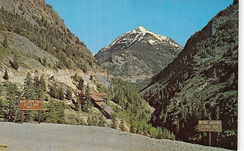 Postcard CO: Mt. Abrams from Bear Creek Falls, Ouray, Colorado, 1950's