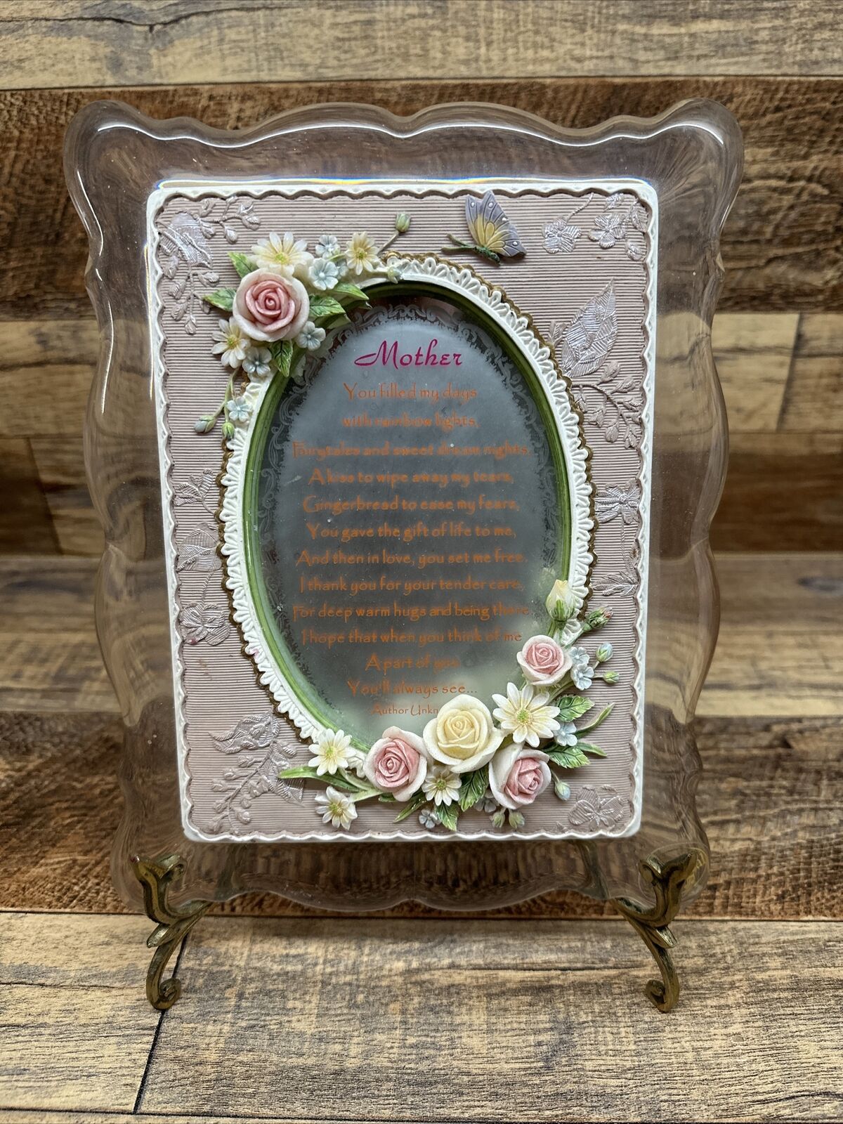 Mother Picture Poem.Frame With Music Box. The Wind Beneath My Wings With Stand