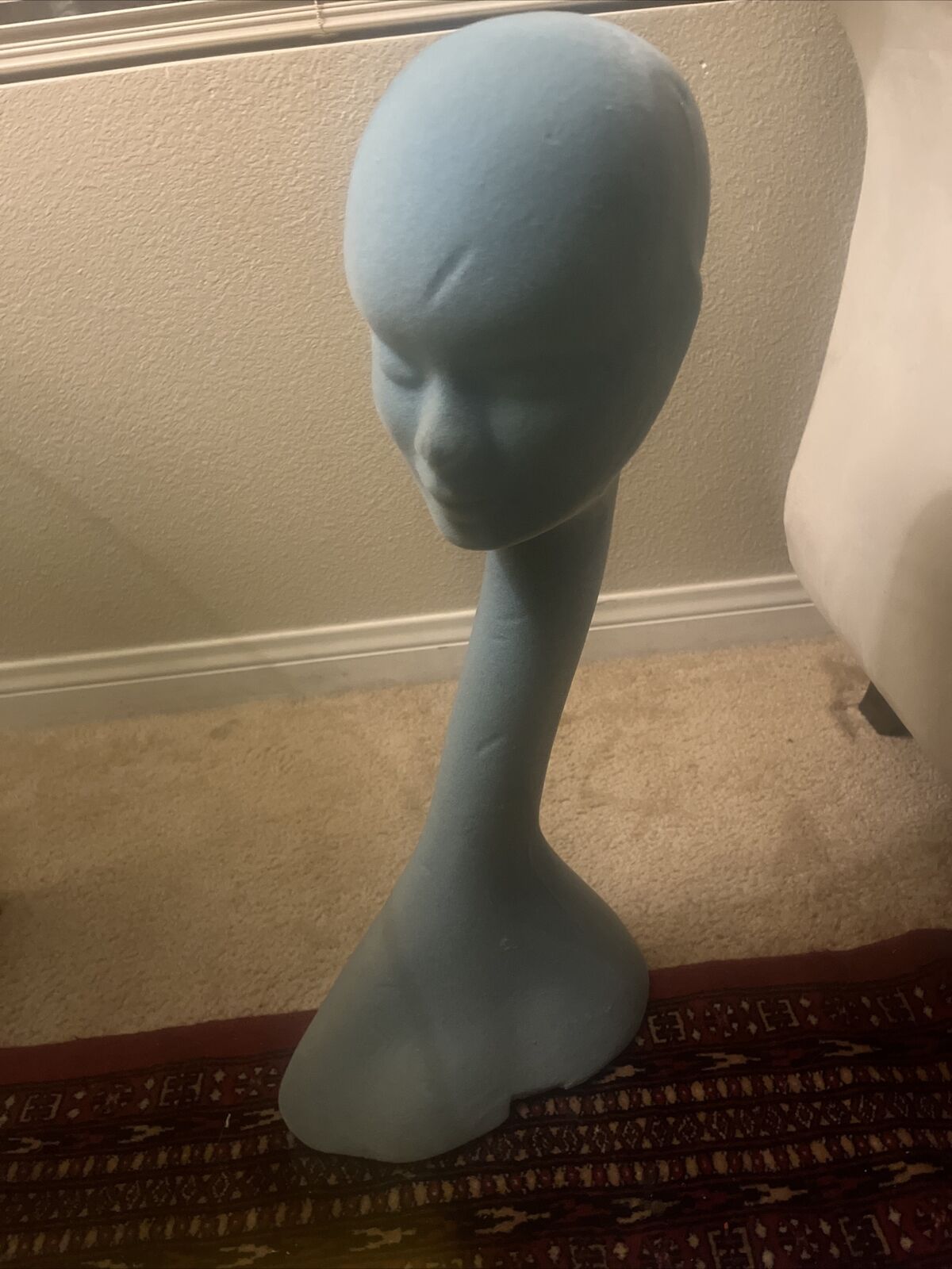 Vintage Sky Blue  Long Neck Mannequin Mid Century Display Store Counter Hat