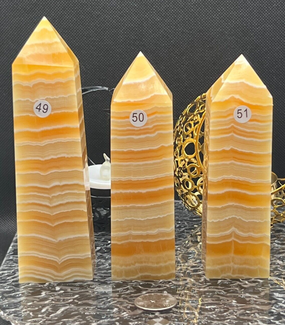 Natural Banded Orange Calcite Lg towers Creamsciles L@@K 