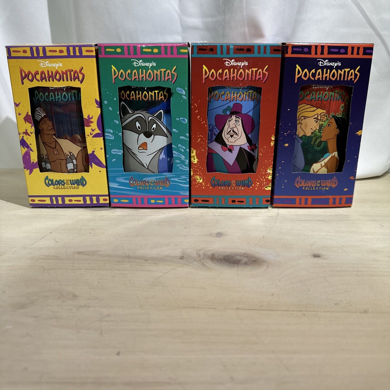 Set Of 4 Burger King Disney Pocahontas Colors Of The Wind Collection Glasses