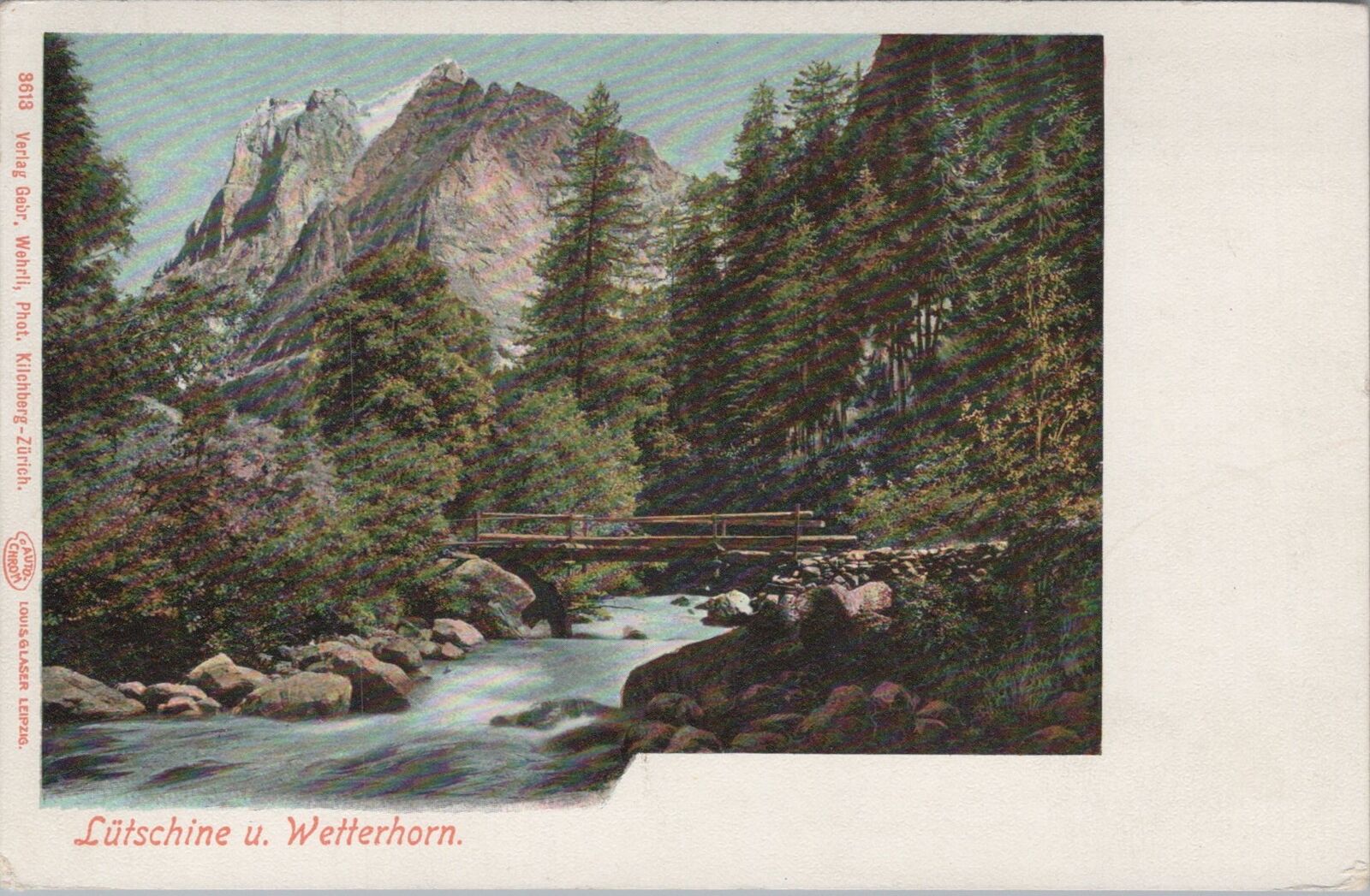 Lütschine and Wetterhorn View, Zurich, Switzerland Vintage Postcard